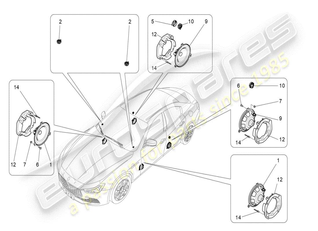 a part diagram from the maserati ghibli (2021) parts catalogue
