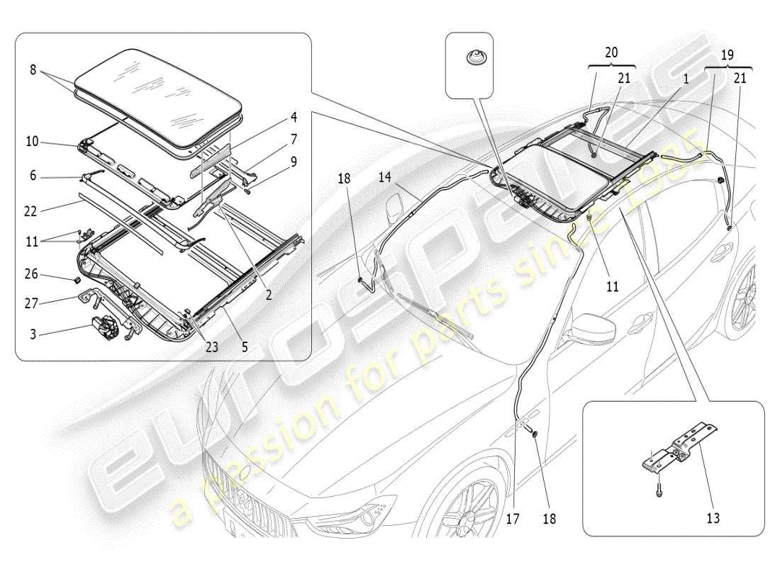 a part diagram from the maserati ghibli (2017 onwards) parts catalogue