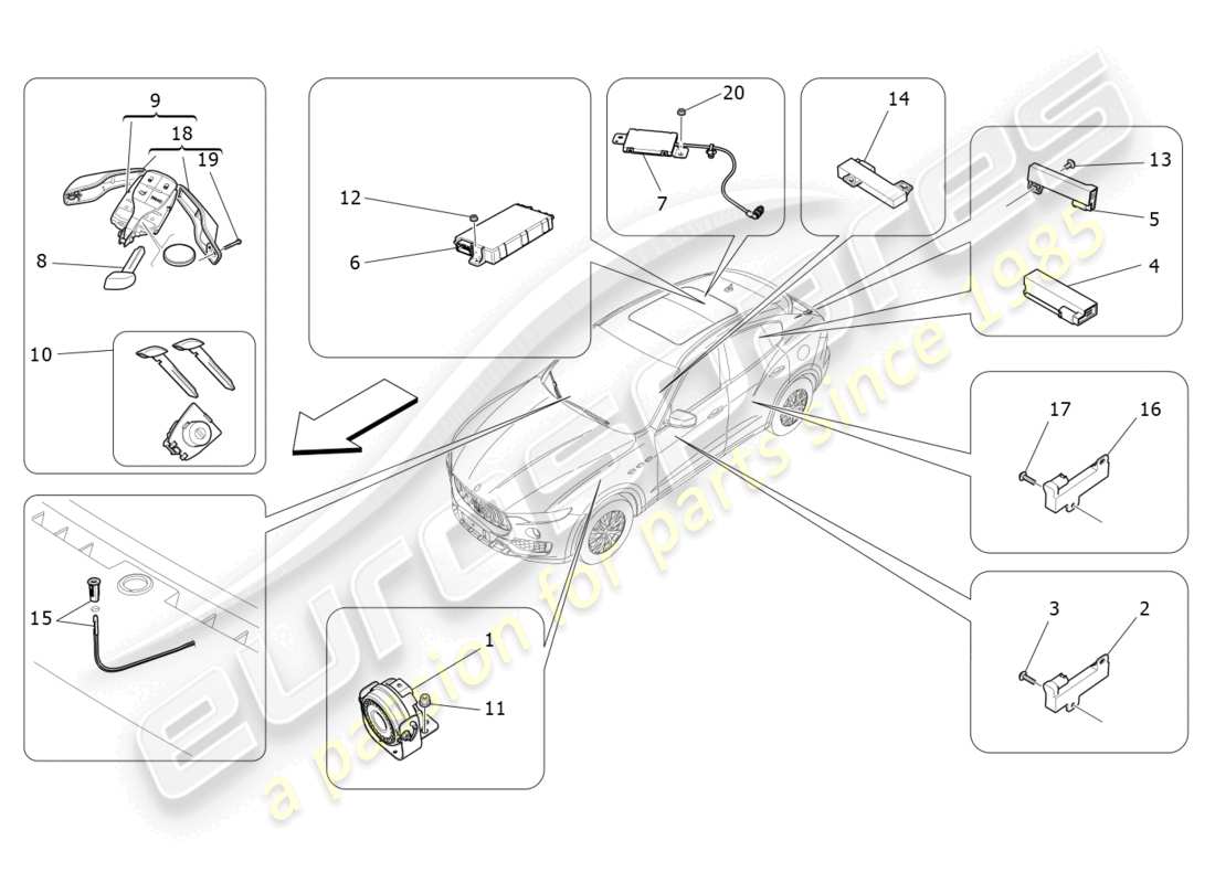 a part diagram from the maserati levante (2017) parts catalogue