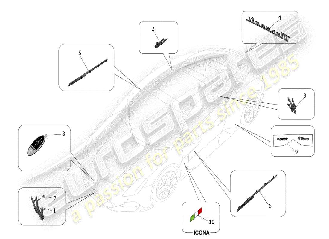 a part diagram from the maserati mc20 parts catalogue