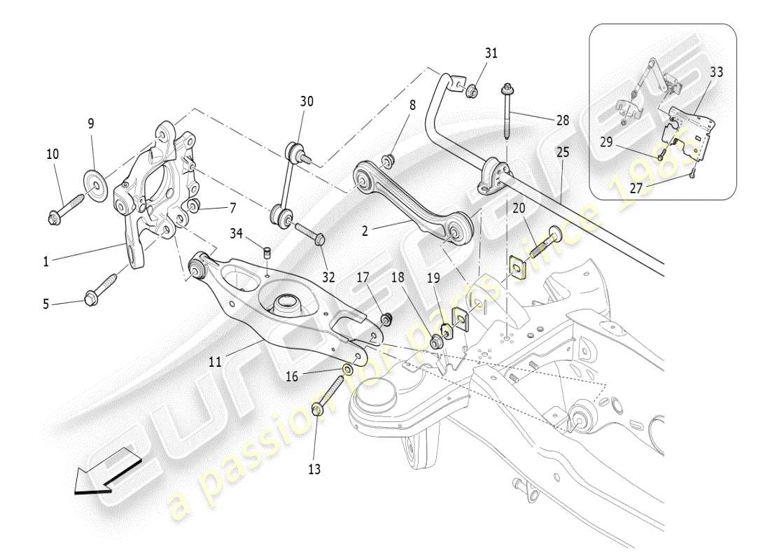 a part diagram from the maserati ghibli (2017 onwards) parts catalogue