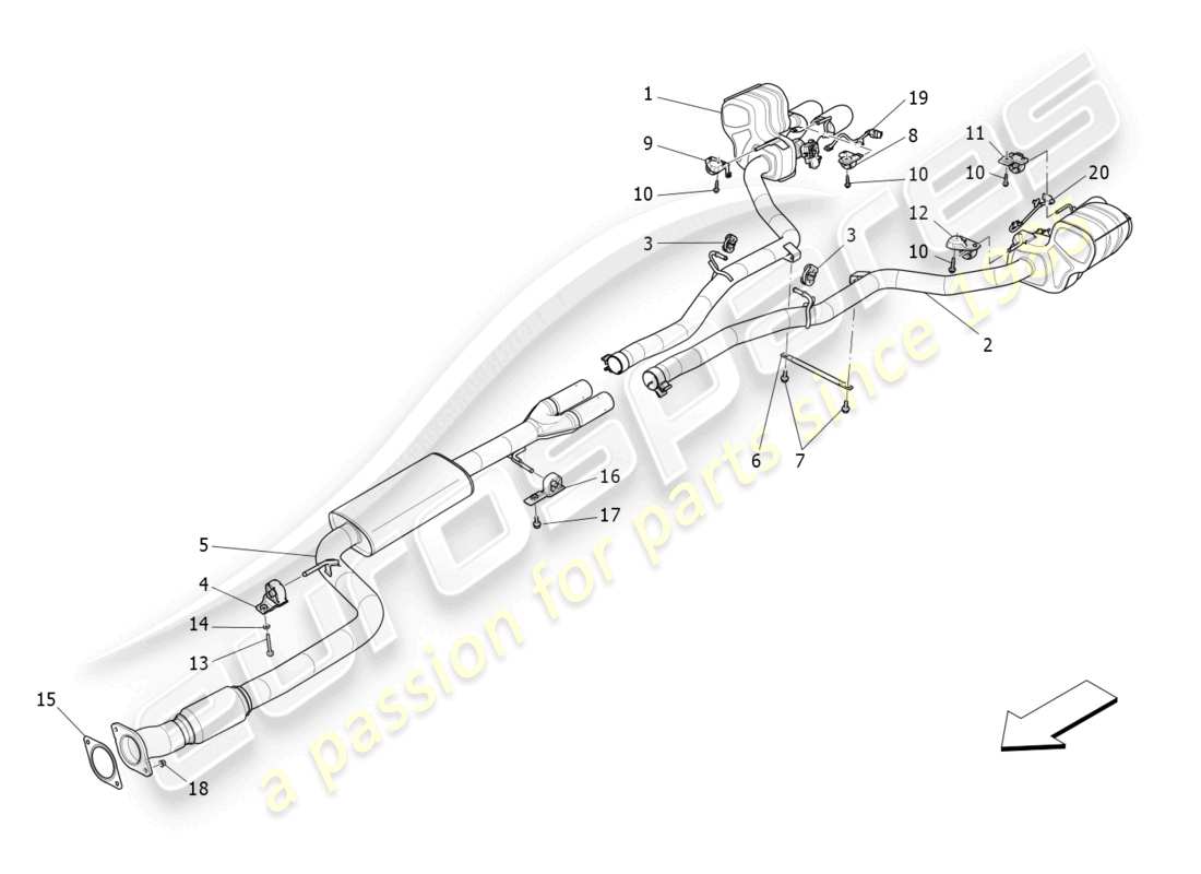 a part diagram from the maserati ghibli (2017 onwards) parts catalogue
