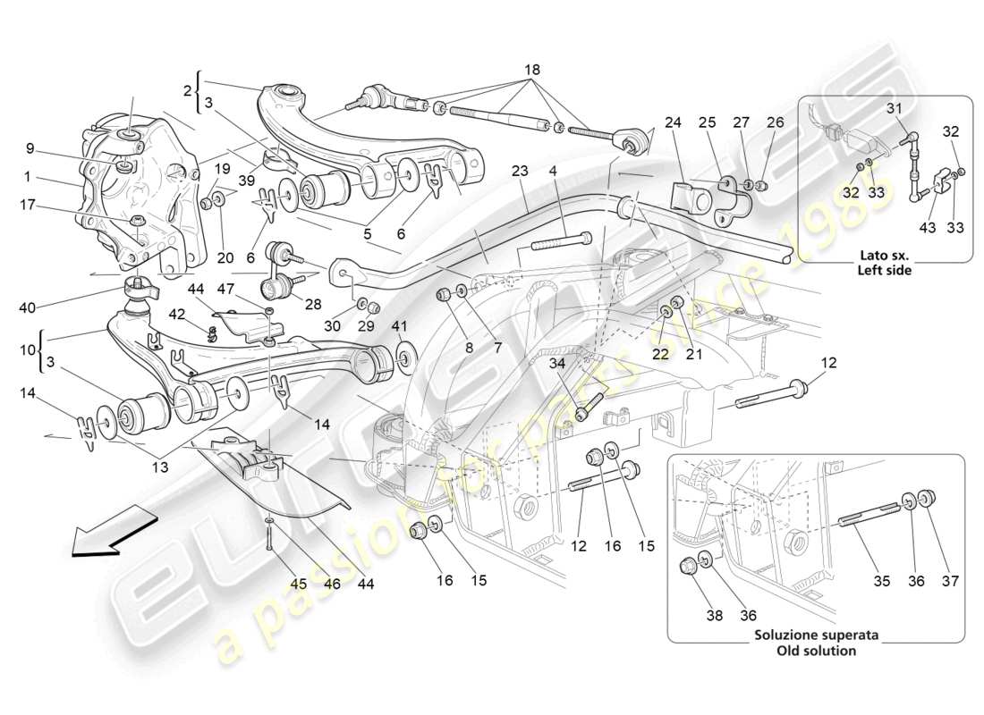 a part diagram from the maserati grancabrio parts catalogue