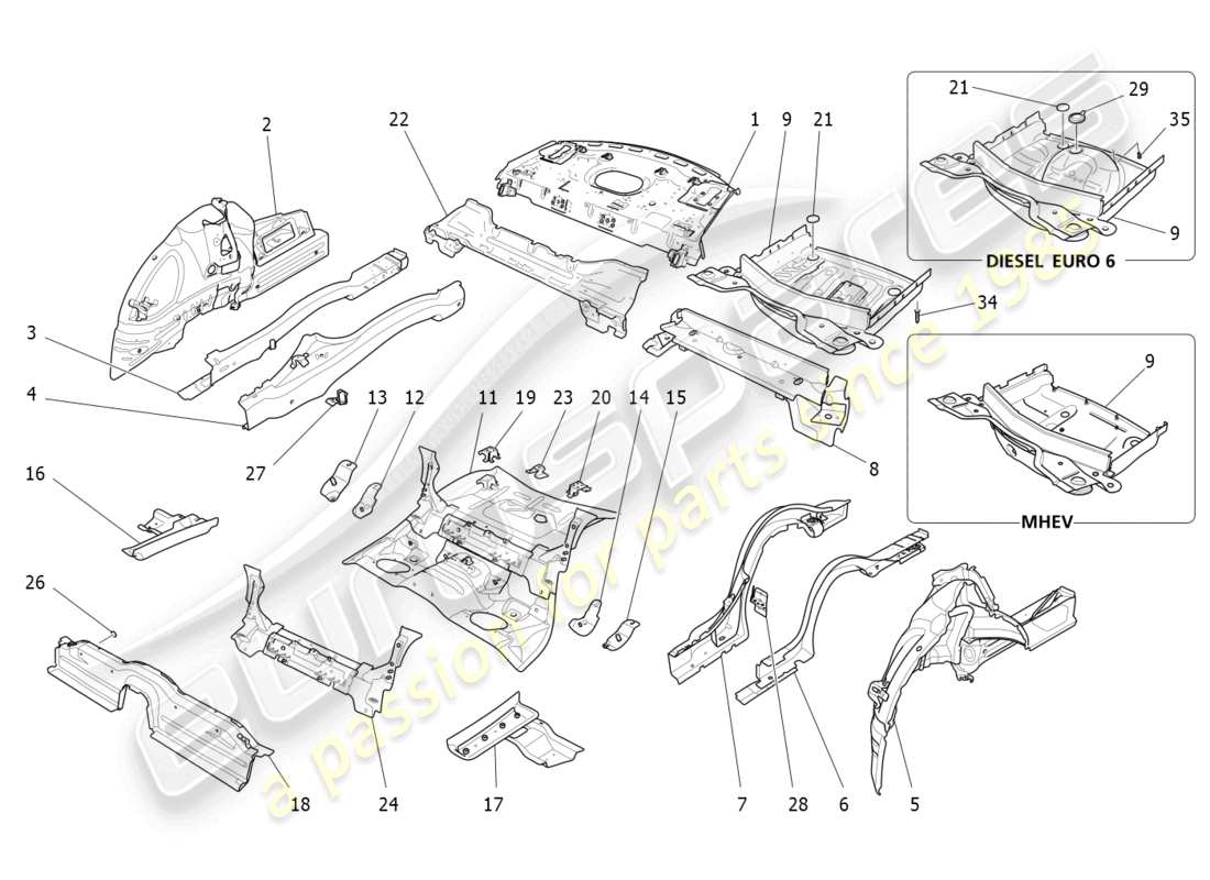 a part diagram from the maserati ghibli fragment (2022) parts catalogue