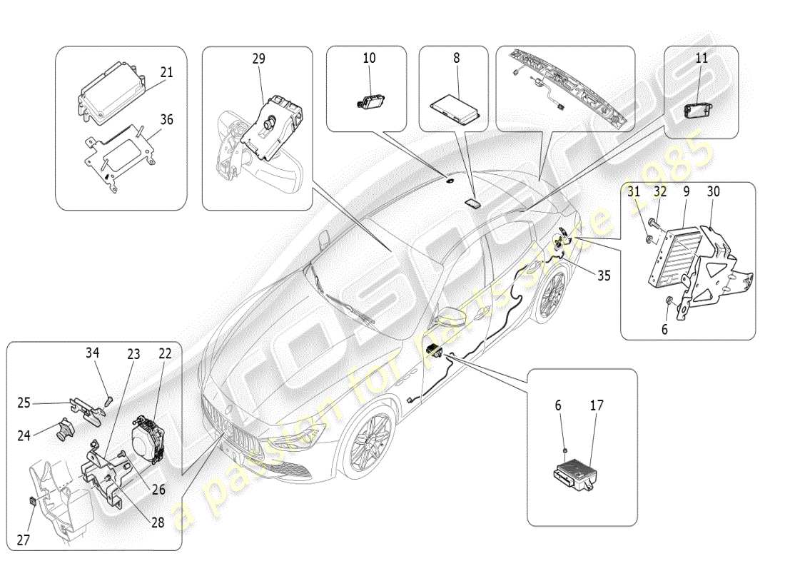 a part diagram from the maserati ghibli (2021) parts catalogue