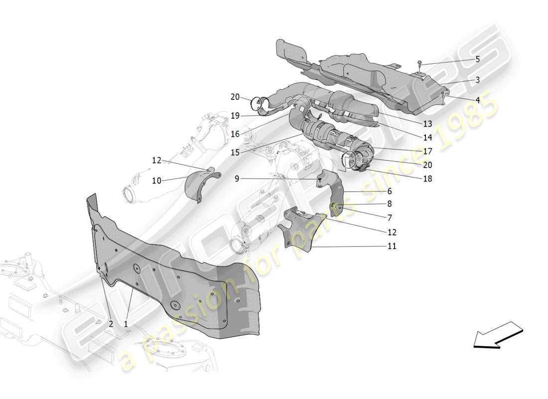 a part diagram from the maserati mc20 parts catalogue