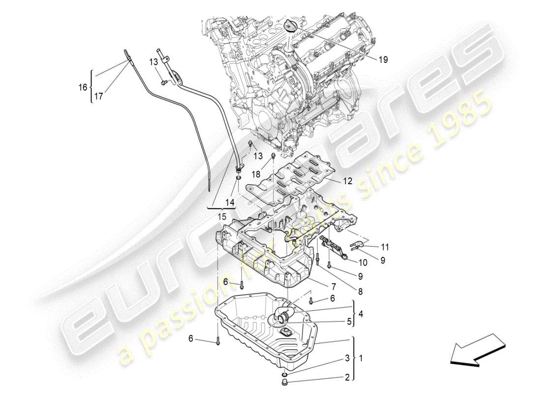 a part diagram from the maserati ghibli (2017 onwards) parts catalogue