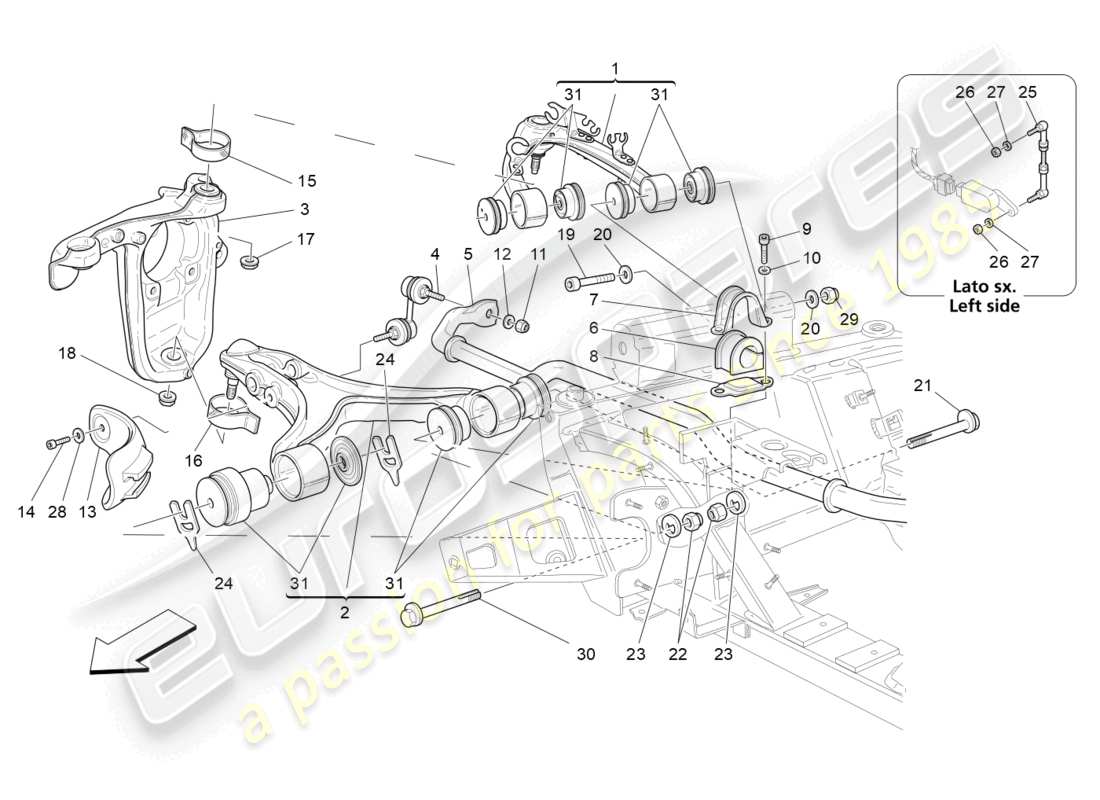 a part diagram from the maserati granturismo mc stradale (2012) parts catalogue