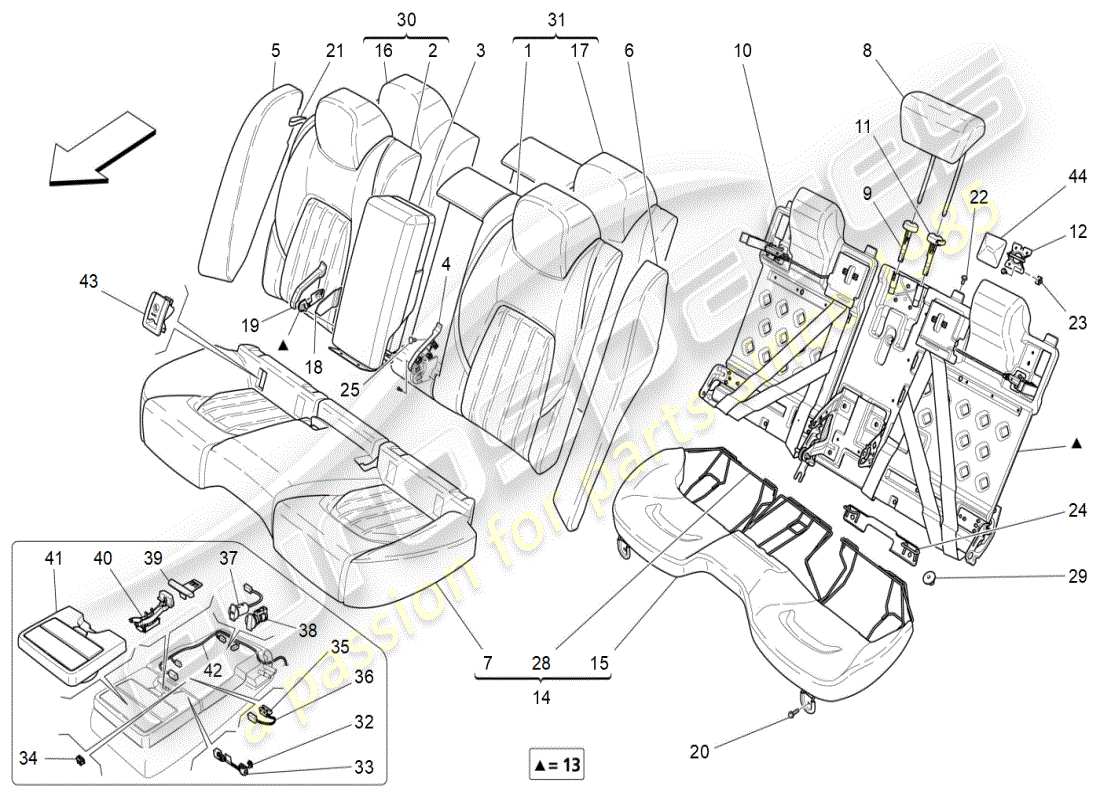 a part diagram from the maserati ghibli (2019) parts catalogue