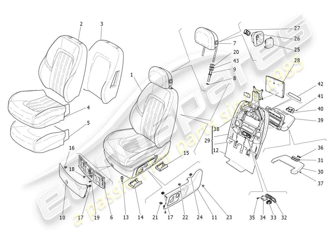 a part diagram from the maserati quattroporte m156 (2017 onwards) parts catalogue