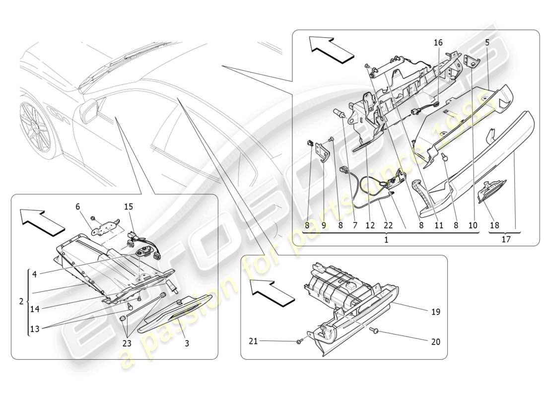 a part diagram from the maserati quattroporte m156 (2017 onwards) parts catalogue