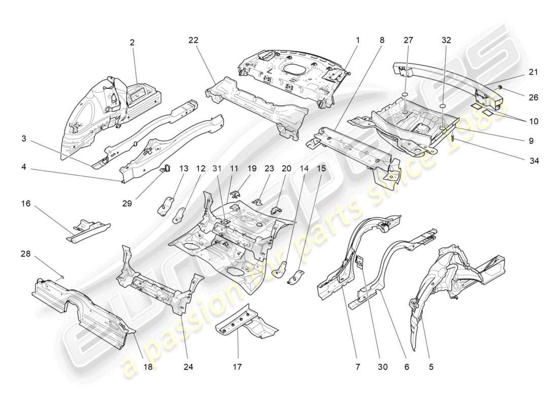 a part diagram from the maserati quattroporte m156 (2017 onwards) parts catalogue