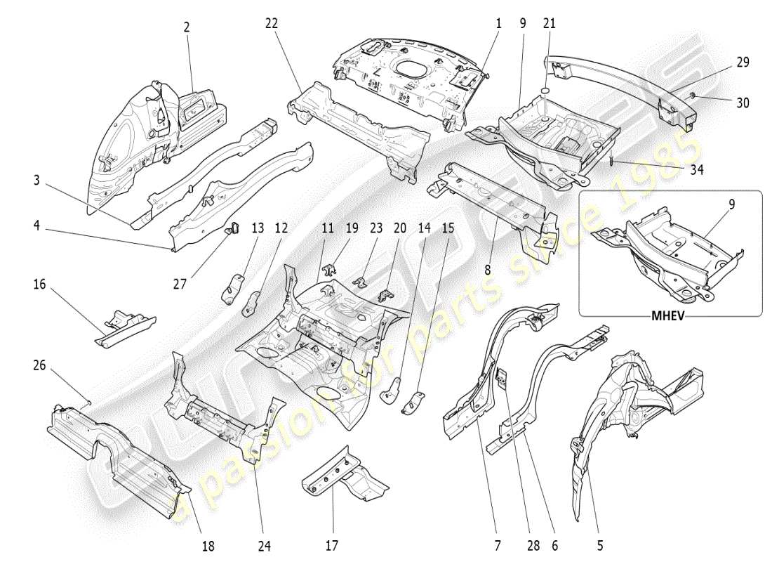 a part diagram from the maserati ghibli (2019) parts catalogue