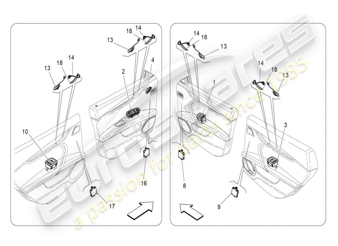 a part diagram from the maserati ghibli (2017 onwards) parts catalogue