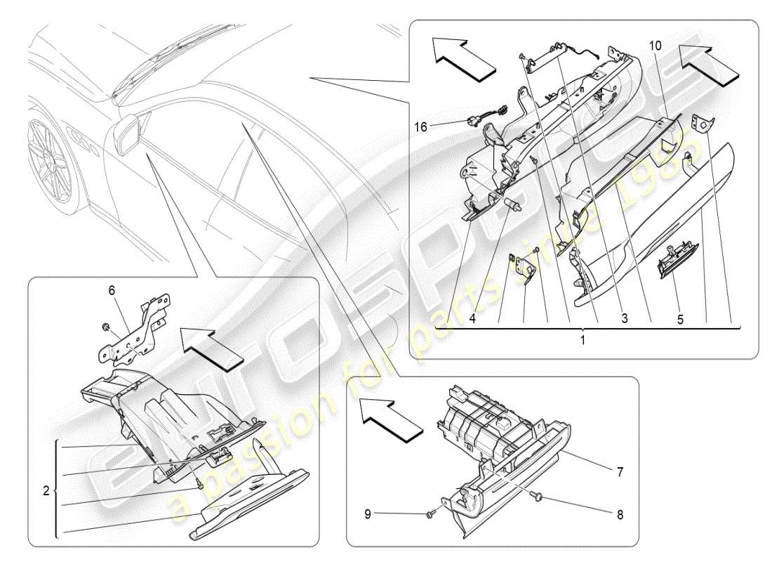a part diagram from the maserati ghibli (2017 onwards) parts catalogue
