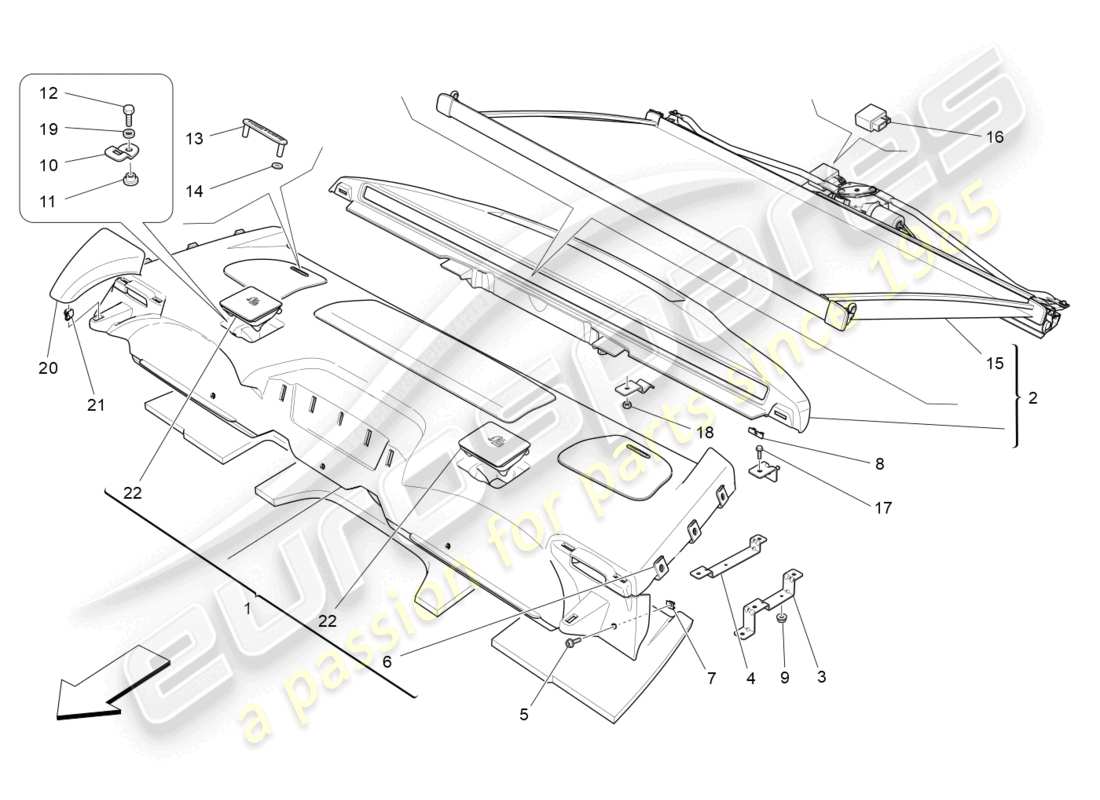 a part diagram from the maserati quattroporte m156 (2017 onwards) parts catalogue