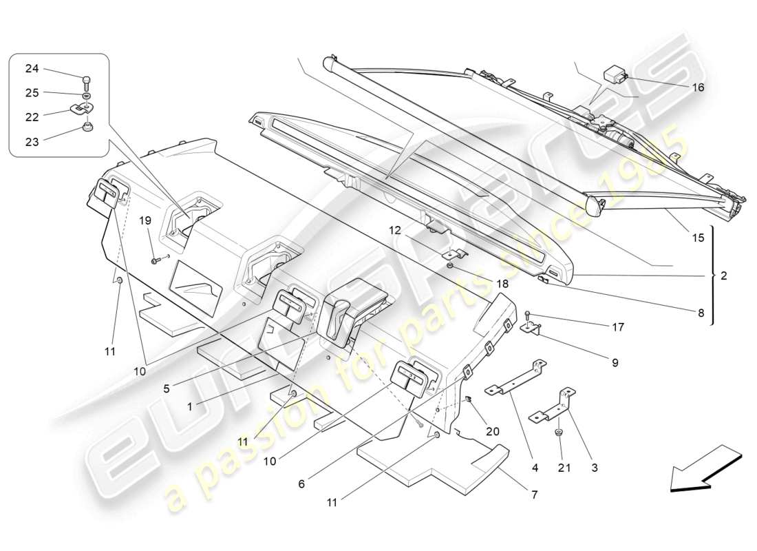 a part diagram from the maserati quattroporte m156 (2017 onwards) parts catalogue