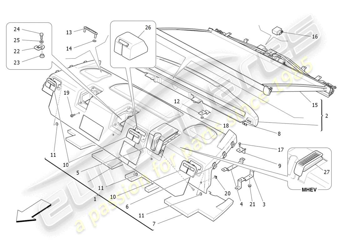 a part diagram from the maserati ghibli (2018) parts catalogue
