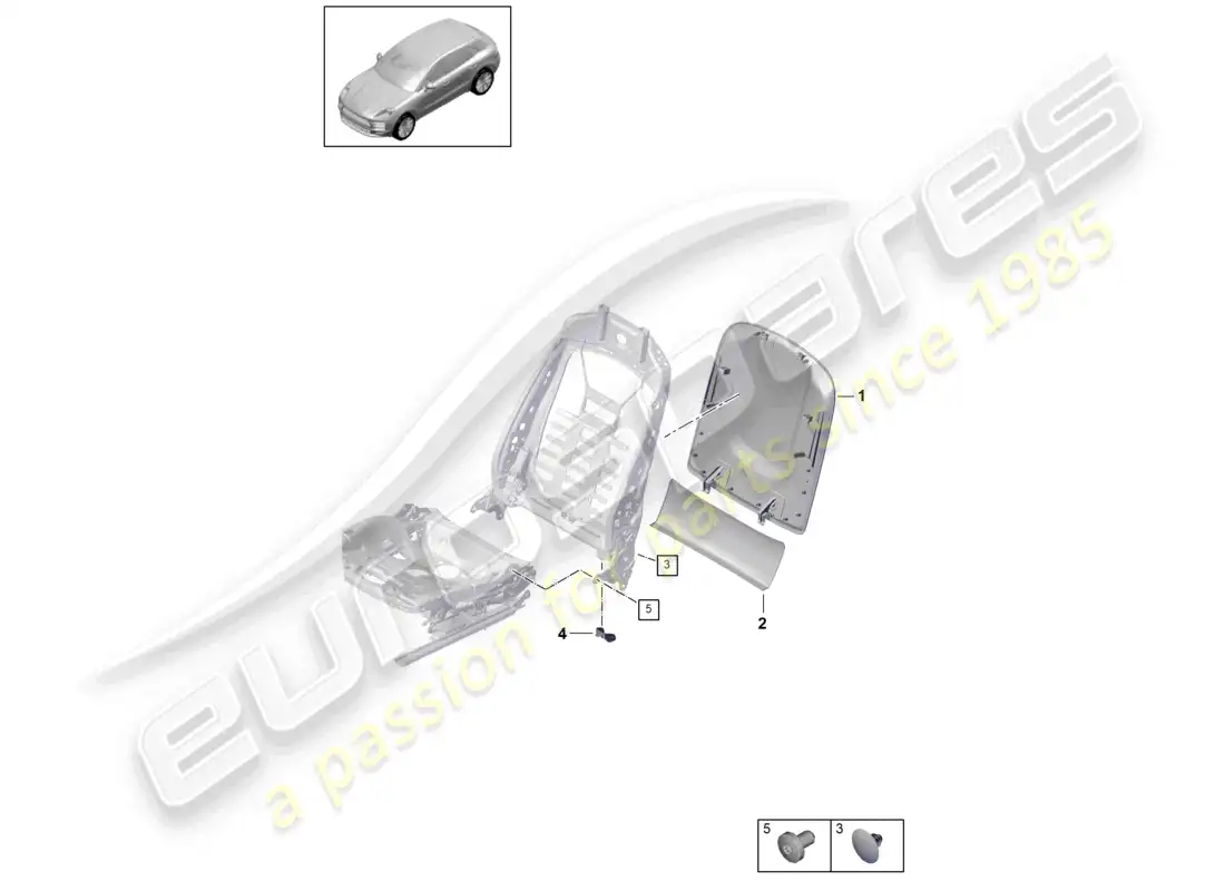 porsche 2020 (macan) backrest shell sundry standard seat comfort seat sports seat parts diagram