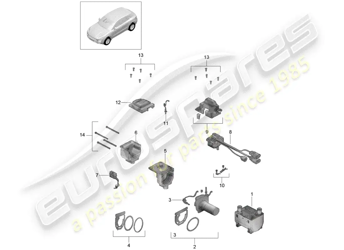 porsche 2014 (macan) auxiliary heater heater unit repair set parts diagram
