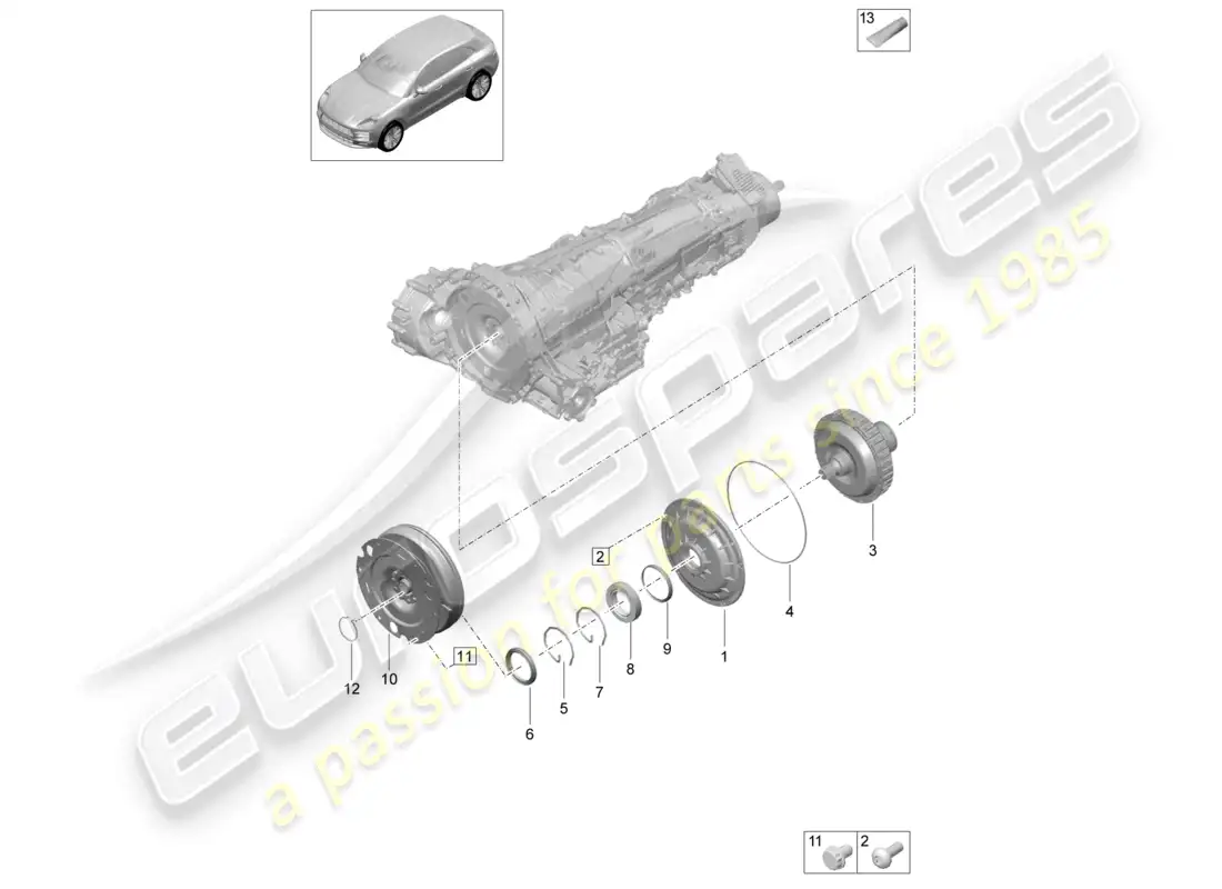 porsche 2020 (macan) coupling flywheel parts diagram