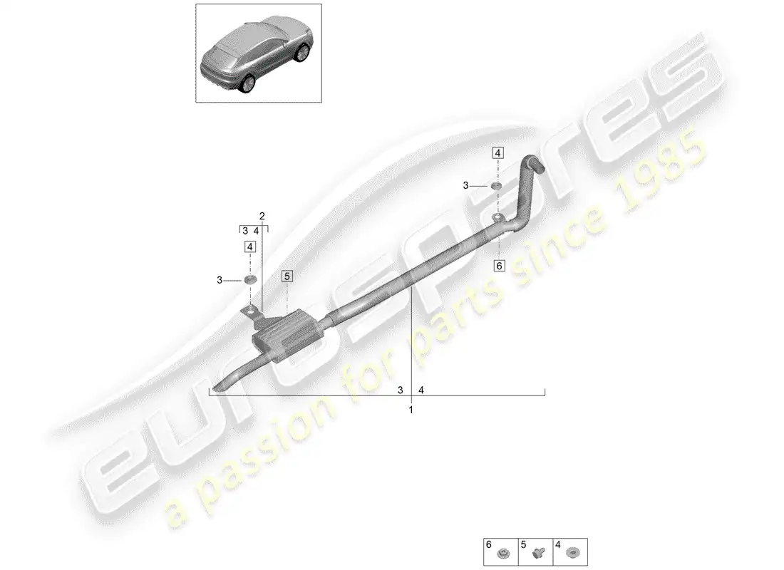 porsche 2020 (macan) exhaust system for vehicles with auxiliary heater parts diagram