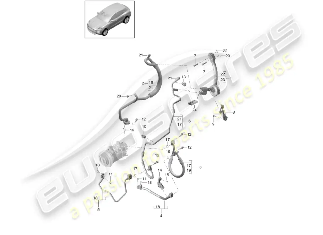 porsche 2014 (macan) refrigerant circuit r1234yf d - mj 2017>> parts diagram
