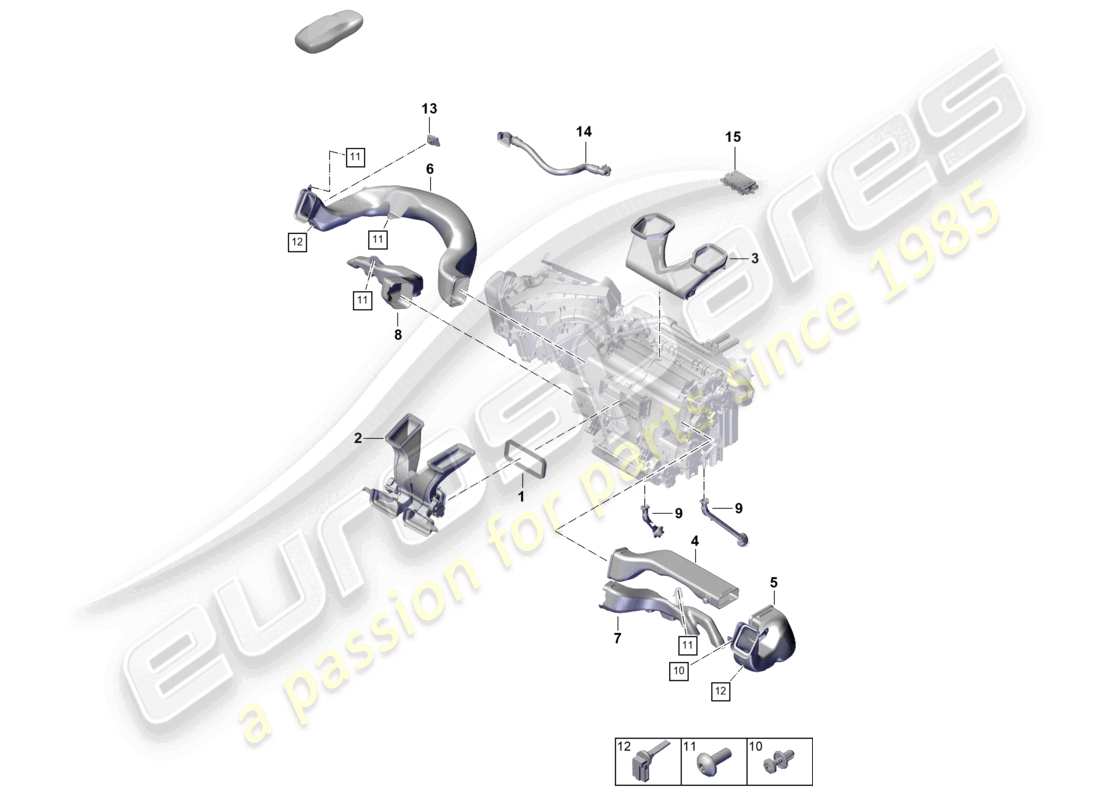 porsche 2026 (cayenne e3 pa) air conditioning rhd air guide dashboard part diagram