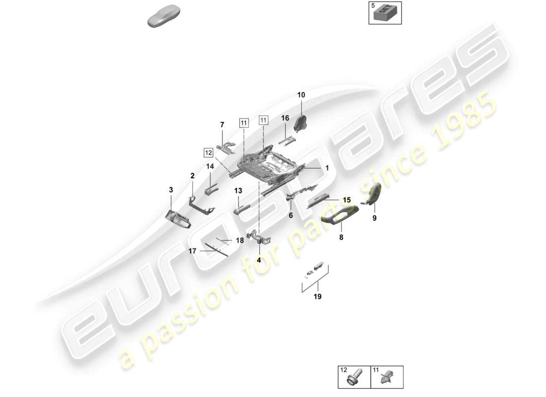 porsche 2025 (taycan 9j1-2) seat frame accessories sundry comfort seat sports seat parts diagram