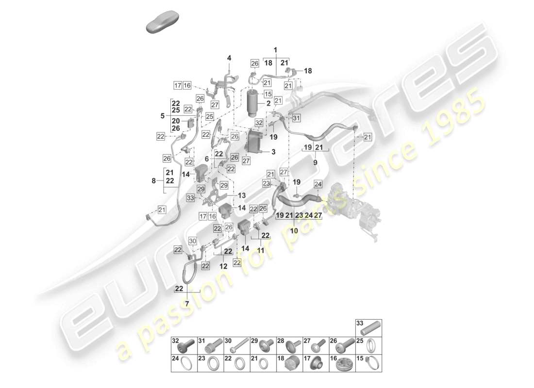 porsche 2023 (taycan 9j1-1) air conditioning refrigerant line dryer insert with attachment parts with: heat pump r134a coolant parts diagram