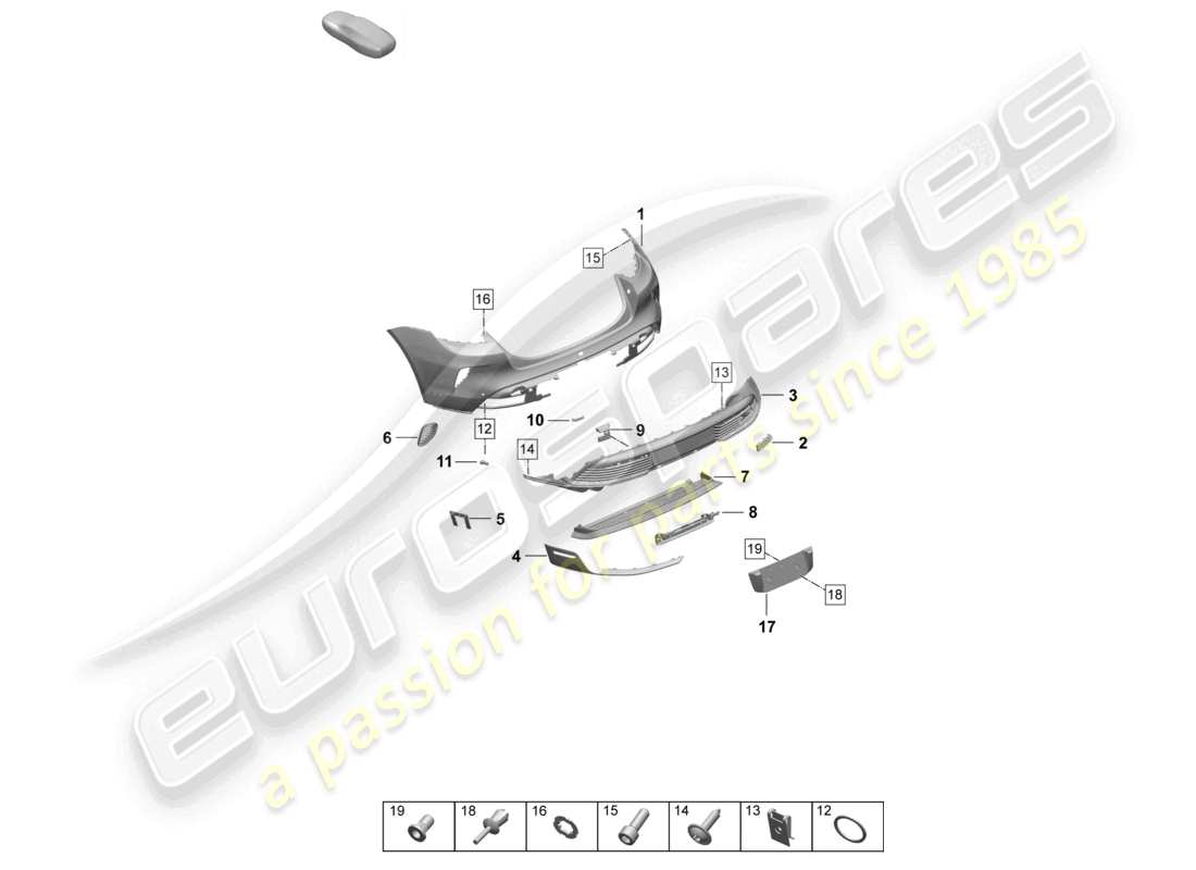 porsche 2025 (taycan 9j1-2) bumper rear special model parts diagram