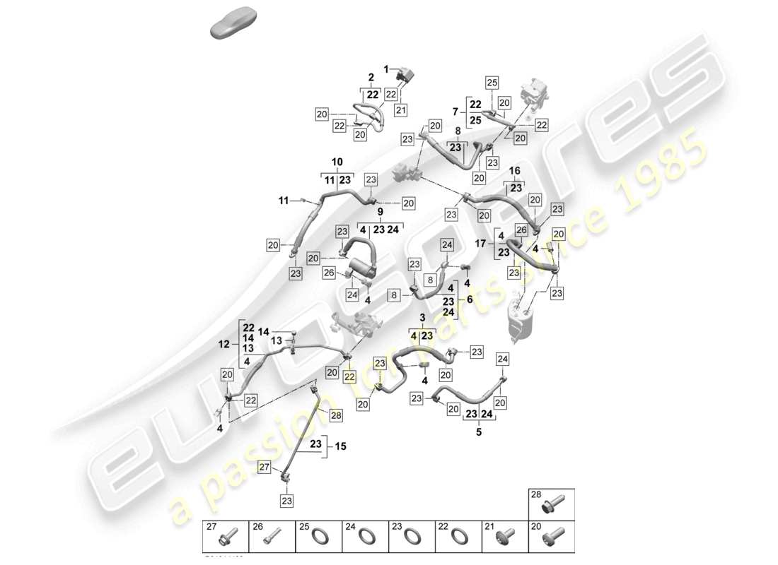 porsche 2024 (macan-e) air conditioning refrigerant line with: heat pump part diagram