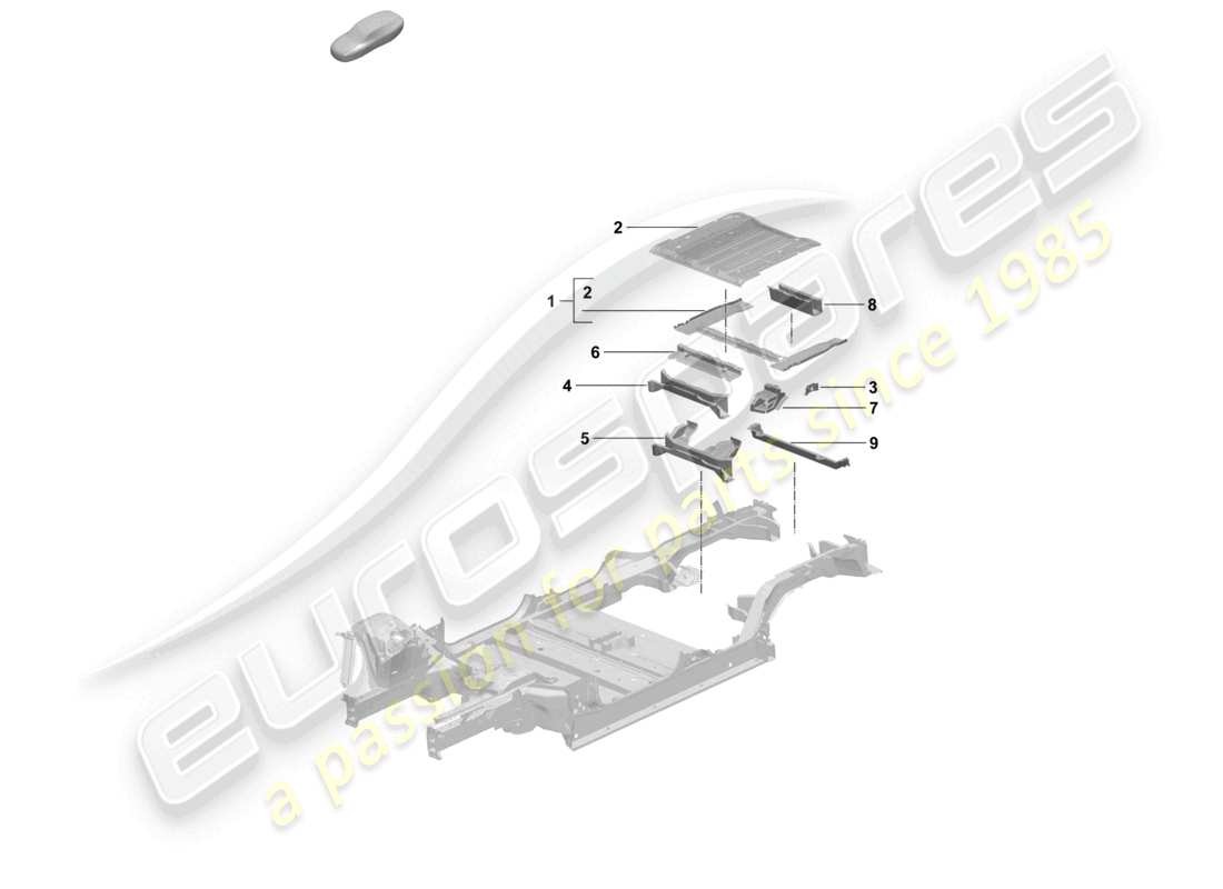 porsche 2024 (macan-e) bottom plate luggage compartment floor cross member part diagram