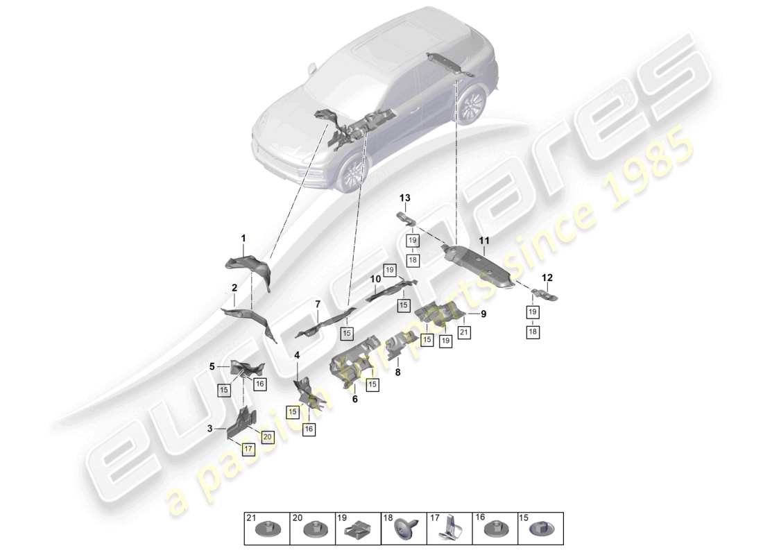 porsche 2024 (cayenne e3 pa) heat insulation underbody accessories part diagram