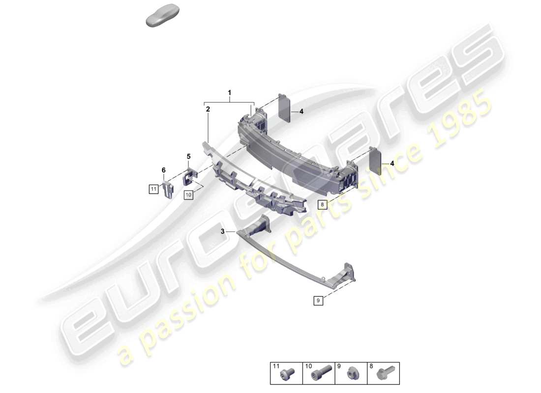 porsche 2022 (992-1) bumper carrier front 911 dakar part diagram