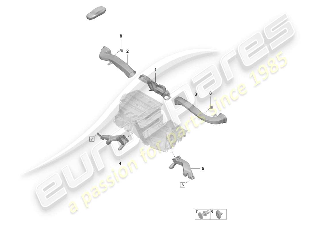 porsche 2021 (992-1) air conditioning interior air guide part diagram