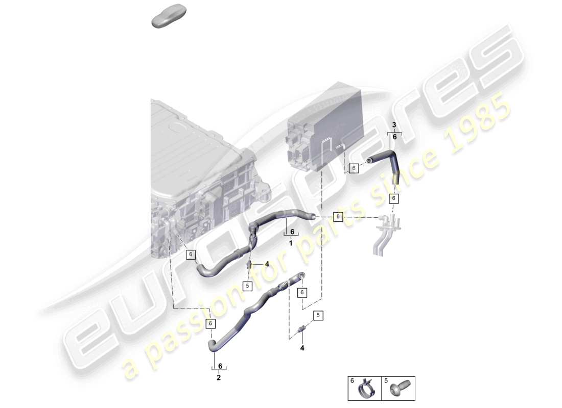 porsche 2023 (cayenne e3 pa) heater rear battery cooling system for vehicles with hybrid drive part diagram