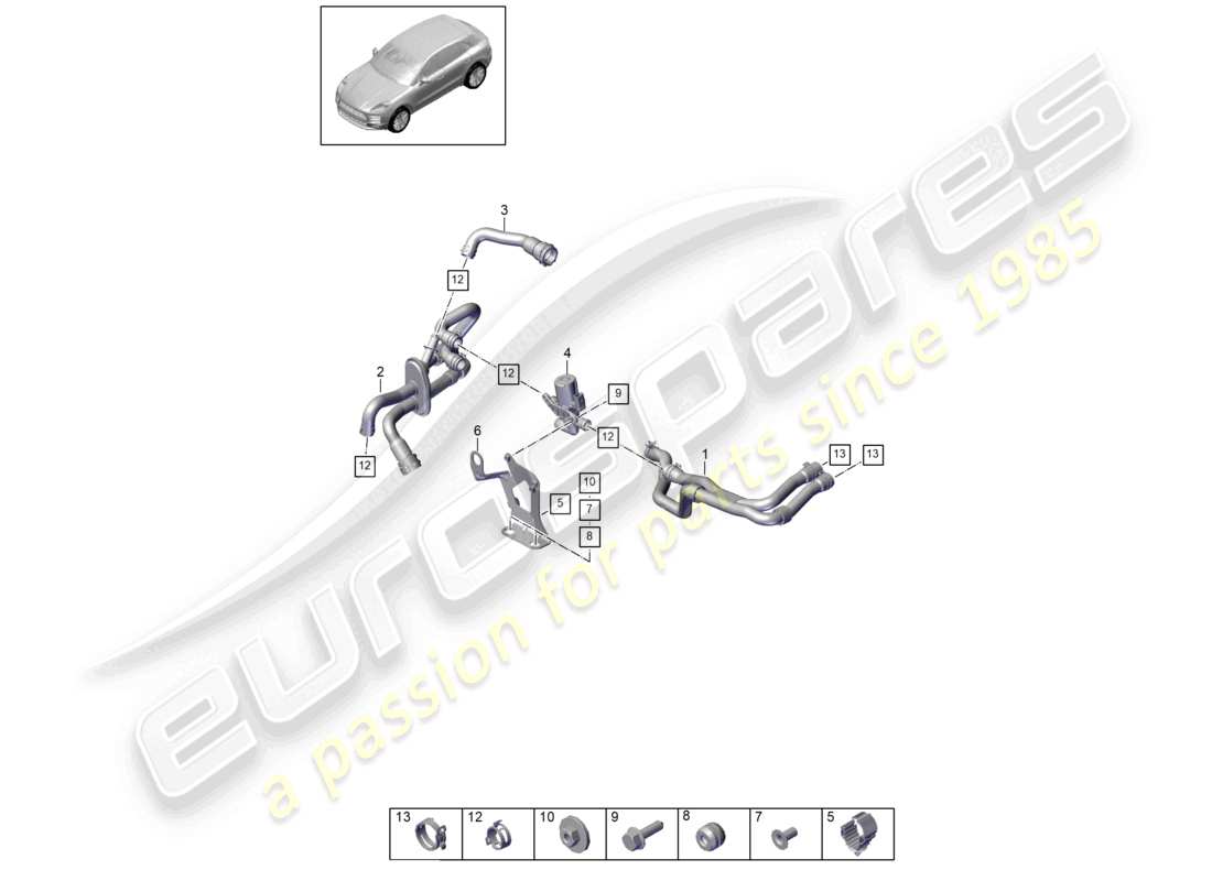 porsche 2024 (macan) heater v6 turbo water box for models with supplementary heater d - mj 2020>> part diagram
