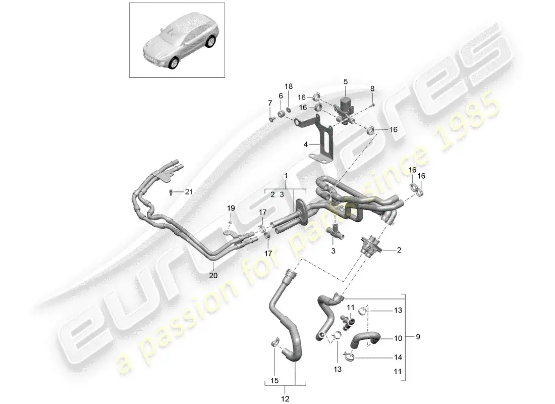 porsche 2014 (macan) heater with: auxiliary heater petrol parts diagram