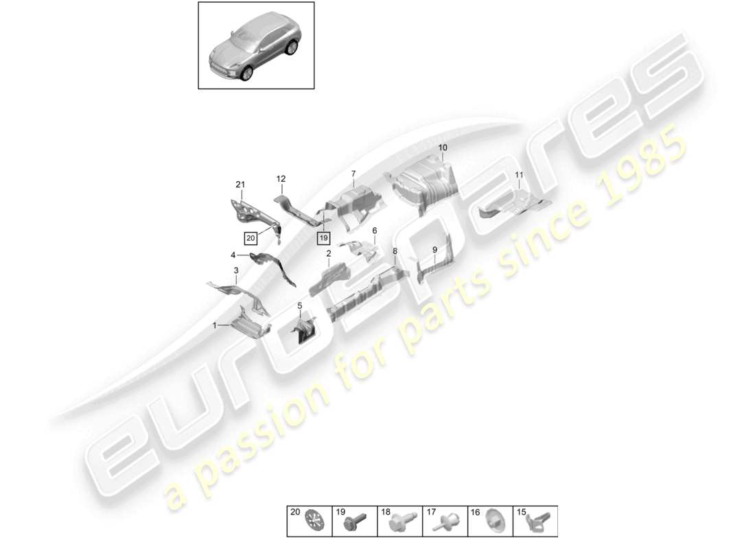 porsche 2025 (macan) trim heat insulation underbody part diagram