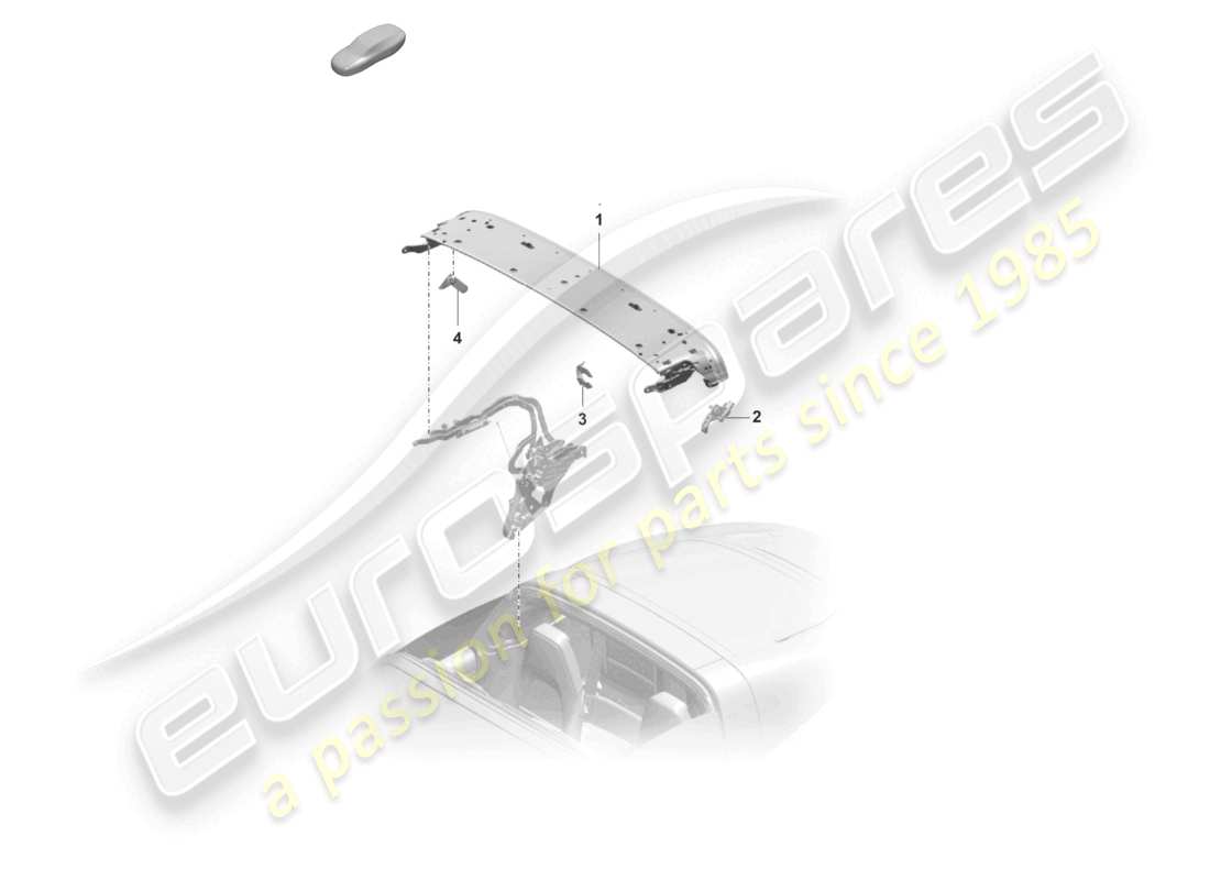 porsche 2025 (992-2) top frame side individual parts roof arch locking mechanism parts diagram