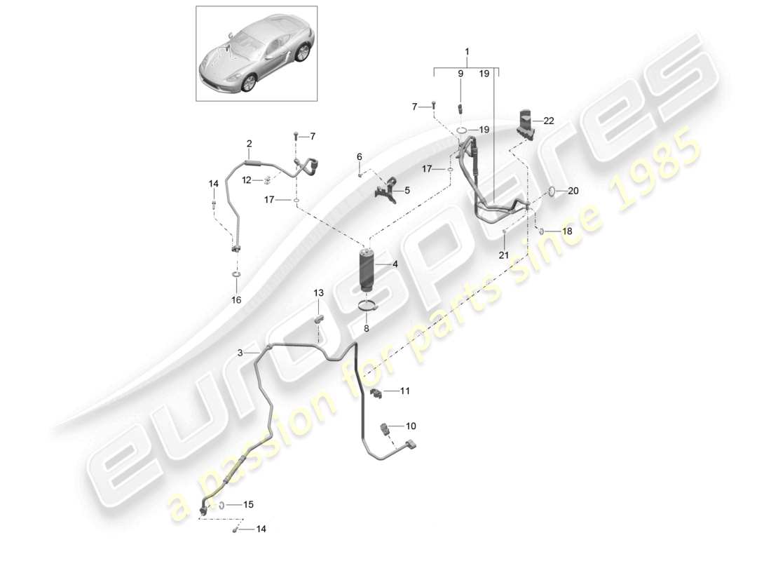 porsche 2023 (718 cayman) refrigerant circuit refrigerant line drier part diagram
