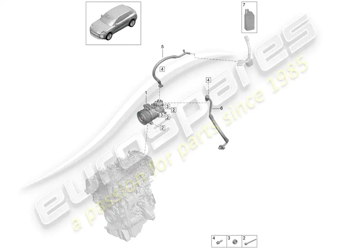 porsche 2020 (macan) a/c compressor r134a coolant parts diagram