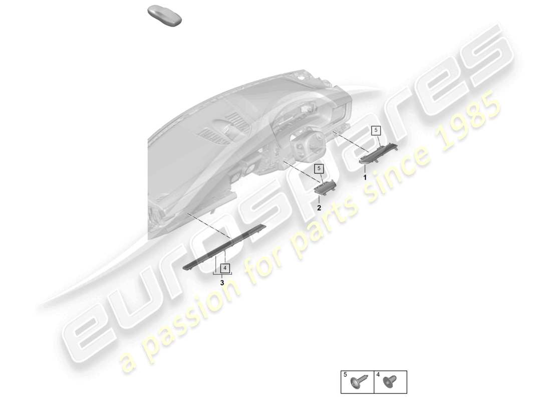porsche 2025 (panamera 976) dash panel attachment parts lower moldings parts diagram