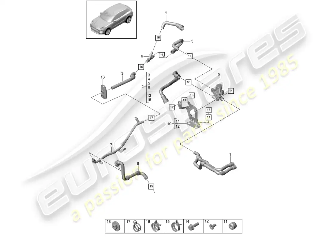 porsche 2020 (macan) heater v6 turbo water box for models with supplementary heater d >>- mj 2019 parts diagram