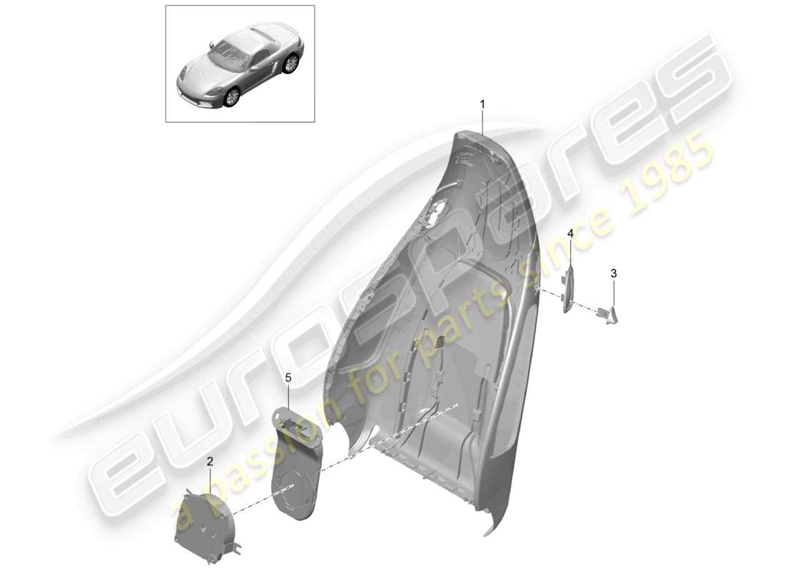 porsche 2022 (718 boxster) backrest shell sports seat plus accessories parts diagram