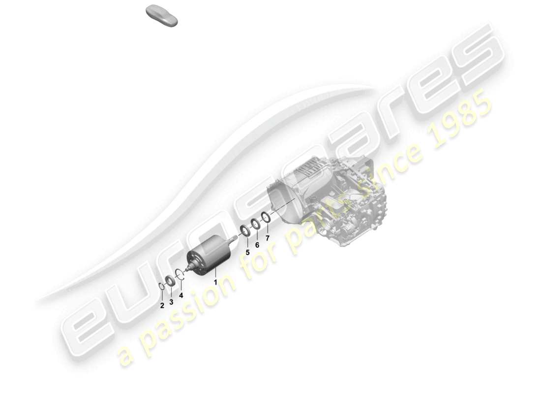 porsche 2024 (macan-e) traction motor for elec. drive rotor unit rear axle part diagram