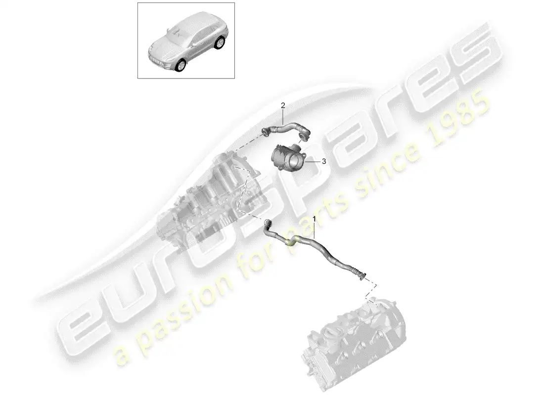 porsche 2014 (macan) breather line crankcase housing parts diagram