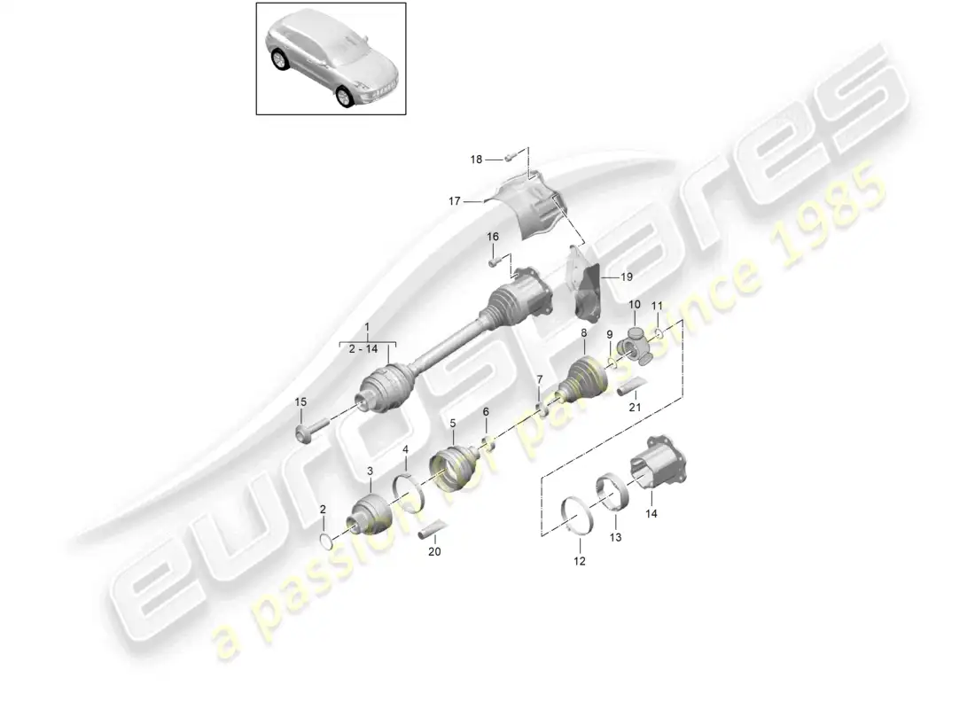 porsche 2014 (macan) drive shaft d - mj 2017>> parts diagram