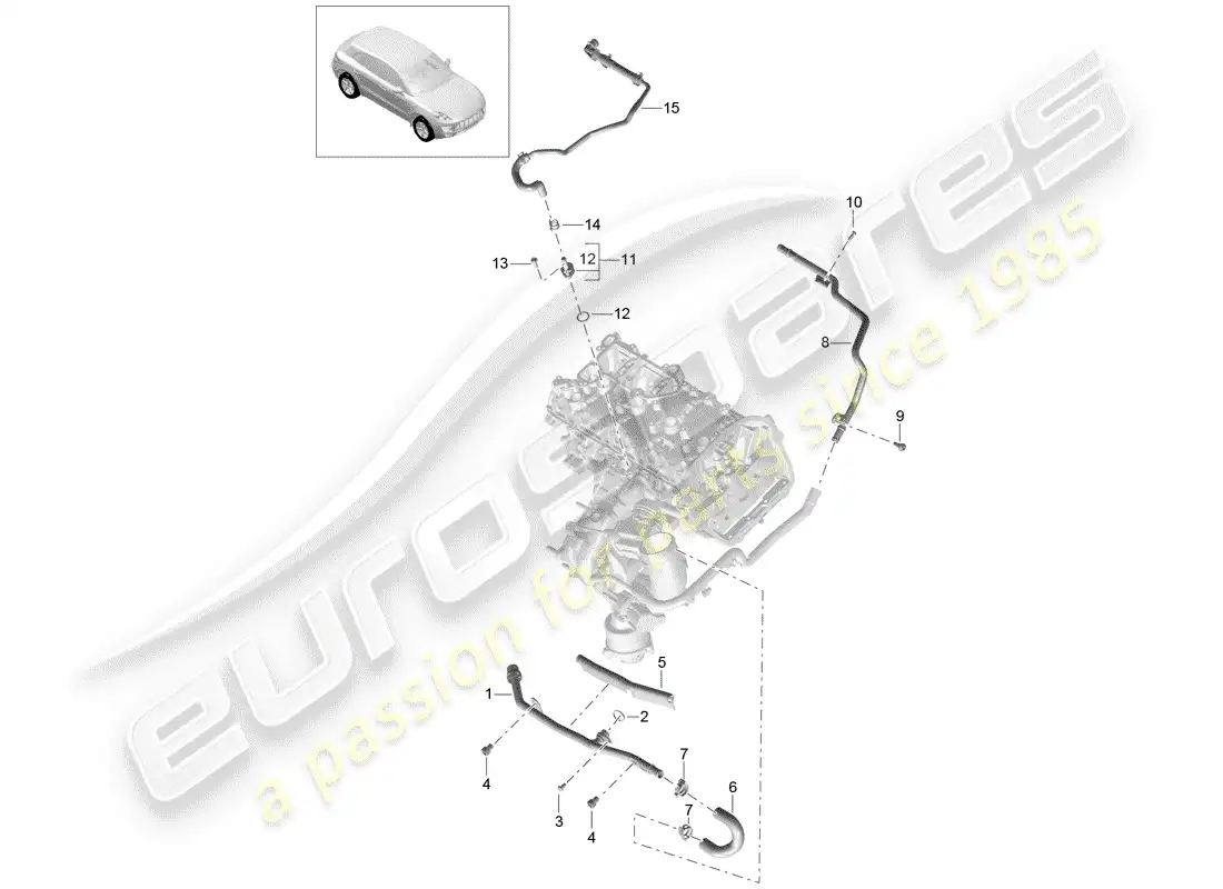 porsche 2014 (macan) coolant cooling system 1 parts diagram
